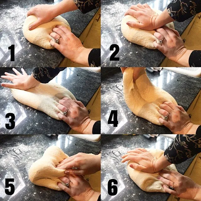 Steps of kneading bread